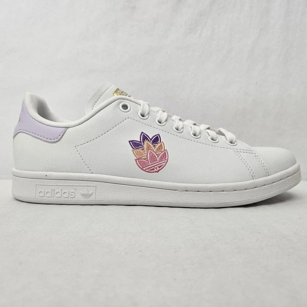 Adidas Stan Smith Casual‎ Sneakers GZ8142 White Purple Gold Women's Size 8.5